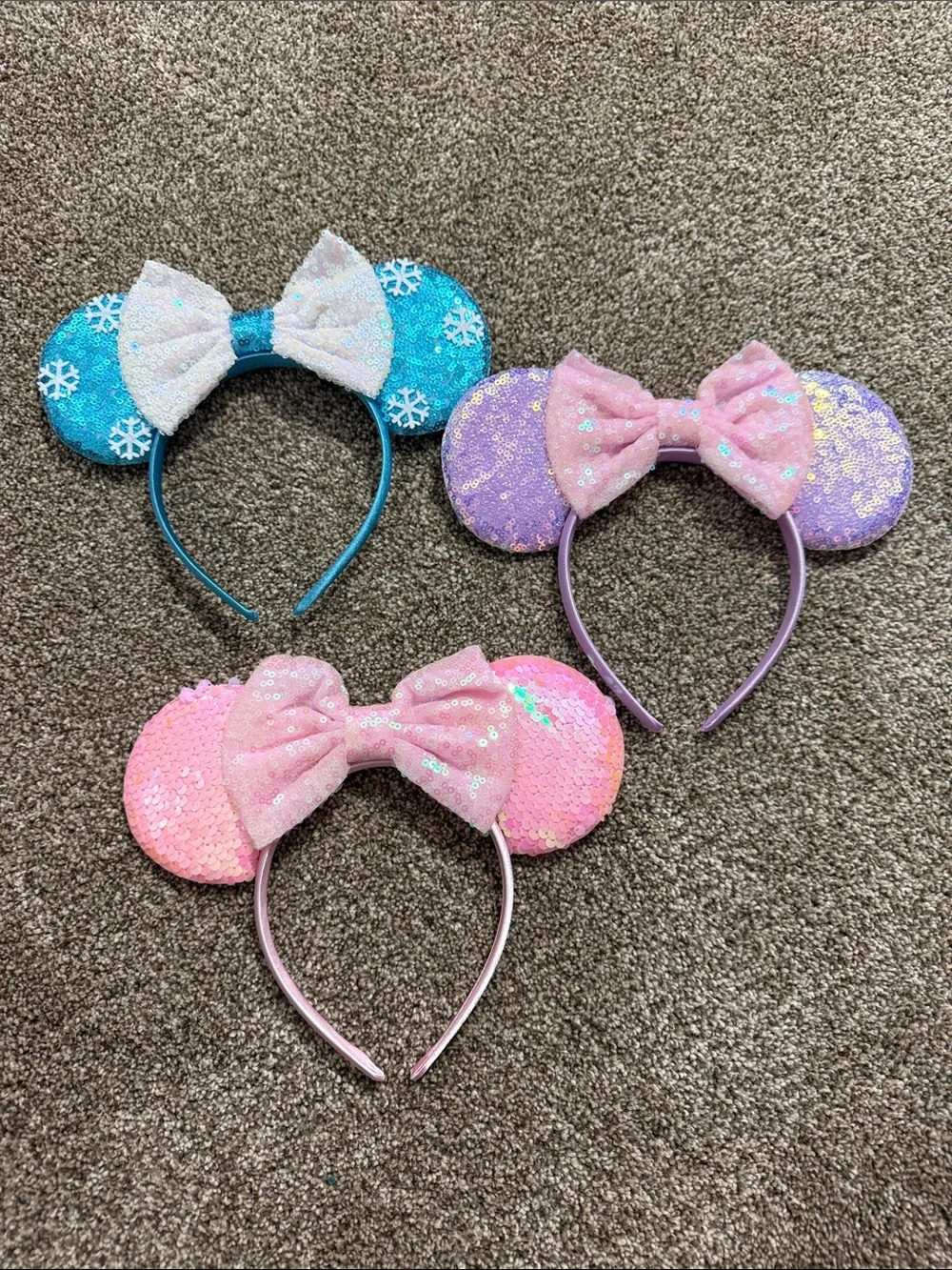Sequin Mouse Ear Headbands for Kids — Pink, Teal, Purple (3-Pack)